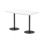 Italia 1800mm Poseur High Gloss Table White Top 1145mm High Black Leg