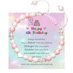 DOA 8 Year Old Girl Birthday Gift Adjustable Natural Stone Beads Bracelet Present for 6th 7th 8th 9th 10th 11th 12th 13th Daughter Granddaughter Sister Friend with Gift Card & Box