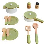 Teamson Kids Ustensiles de Cuisine 14 Accessoires de dinette Enfant garçon Fille Vert TK-W00009