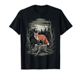 Dark Cottagecore Fox Forest Scene T-Shirt