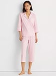 Lauren Ralph Lauren Capri Stripe Pyjama Set, Pink