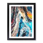 Flee To The River Abstract Framed Print for Living Room Bedroom Home Office Décor, Wall Art Picture Ready to Hang, Black A3 Frame (34 x 46 cm)