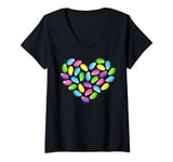 Womens Jelly Bean Spring Easter Candy Heart Shaped Pastel Gift V-Neck T-Shirt