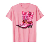 Cowgirl Boots Pink Baby Bow Preppy y2k Coquette T-Shirt