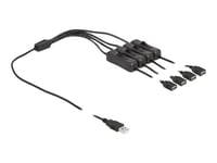 Delock - Strømsplitter - Usb (Hann) Til Usb (Hunn) - 5 V - 2 A - 1 M - Svart