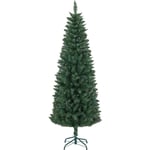 Homcom - Sapin de Noël artificiel 180 cm slim avec support en acier pliable, 479 branches épines, décoration de Noël effet réaliste, vert