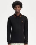 Fred Perry Mens Long Sleeve Twin Tipped Polo Shirt - Black - Size Large