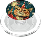 New Year Cheer with this Happy and Funny looking Cat Design PopSockets PopGrip for MagSafe