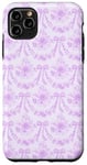 Coque pour iPhone 11 Pro Max Coquette Mauve Fleurs et Nœuds Esthétique Motif Floral