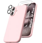 Coque Silicone Rose + Verres Trempes et Protections Camera Arriere X2 Pour iPhon