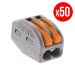 Pack de 50 bornes de connexion rapide a levier WAGO 2 entrées fil souple et rigide - S222