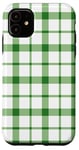 iPhone 11 Green White Checkered Plaid Flannel Gingham Pattern Checker Case