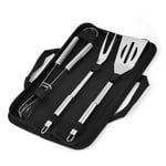 Sac Oxford, poignée ronde, outils de barbecue en acier inoxydable, grill professionnel, ensemble de 3 pièces, ensemble combiné d'outils de barbecue