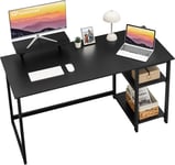 Bureau D'Ordinateur Moderne Avec Support D`Écran Et Étagères De Rangement Positionnables Sur Le Côté Gauche Ou Droit Pour Bureau À Domicile,Salle D`Étude 120 Cm Noir