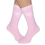 Not Sisters by Blood but Sisters by Heart Printed White Ladies Light Pink Socks