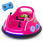 Costway - 12V Auto Tamponneuse Électrique Enfants avec Télécommande 2,4G, Voiture Tournante Bébé 360°avec Lumières Clignotantes & Musique, Motif