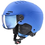 uvex Rocket Jr Visor - Casque de Ski pour Enfants - avec Visière - Réglage de la Taille Individuel - Blue Matt - 54-58 cm