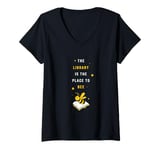 Womens Funny School Librarian Library Is The Place To Bee Cute Bee V-Neck T-Shirt