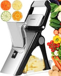 Mandoline Vegetable Slicer，Mandoline Slicer Safe Vegetable Chopper-Julienne Dicer for Kitchen, Potato Slicer, Adjustable Vegetable Cutter with Container, Multifunctional Food Chopper Silver-Black