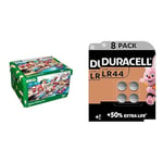 Brio Lot World - 33052 - Circuit DE Chemin DE Fer Deluxe 70 PCES + Pile Bouton alcaline Duracell spéciale LR44, 8 Piles