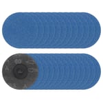 Lot de 25 disques abrasifs à changement rapide de 7,6 cm Grain 60 de type R - Disque de conditionnement en oxyde d'aluminium pour meuleuse à matrice - Coupe rapide - Bleu foncé