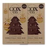 Cox&Co. Christmas Chocolates - 2 x 50g Bee Pollen & Honey 61% Dark Chocolate Christmas Tree Bars in a Gift Box - Luxury Single Origin Colombian Cacao - Sustainable Gifts