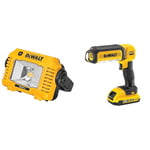 DeWalt DCL077 Battery-Powered Construction Light 2000 Lumen Building Site Light Bulb 3 Level Light Strength Setting & DCL050-XJ 18 V XR Handheld LED Area Light, Bare Unit, Multi