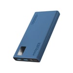 PROMATE 10000mAh Power Bank with Smart LED Display &amp; Super Slim Design. Includes 2x USB-A &amp; 1x USB-C Ports. 2A (Shared) Charging. Auto Voltage Regulation. Charge 3x Devices. Blue Colour. (p/n: BOLT-10PROBL)