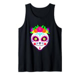 mexican halloween cat sugar skull purple skeleton gothic Tank Top