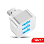 Adaptateur HUB rotatif compact avec indicateur LED,chargeur USB 2.0,répartiteur de port,rallonge USB,3 ports,ordinateur portable,ordinateur portable - Type silver