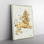 Astronomical Zodiac Chart Of The Leo Constellation Vintage Canvas Wall Art Print Ready to Hang, Framed Picture for Living Room Bedroom Home Office Décor, 50x35 cm (20x14 Inch)