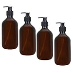 CODIRATO 4Pcs Distributeur Ambre Flacons de Distributeur de 500 ML Ambre Bouteilles de Pompe Ambre Vide Bouteille en Plastique pour Lotion Gel Douche Savon pour Les Mains Détergent