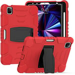 Support for Samsung Tab A7 Lite 8.7 2021 T220/T225, Durable Hybrid Shockproof Three Layer Silicone Protective Case for Kids Tablet (Red)