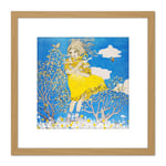 Zuckermann Cizek Girl Amongst Flowers Painting 8X8 Inch Square Wooden Framed Wall Art Print Picture with Mount