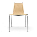 Carl Hansen - PK1 stol Rustfritt stål Naturpapirsnor 2,5 mm Hard glid - Spisestoler - Poul Kjærholm - Sølv - Metall