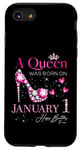 Coque pour iPhone SE (2020) / 7 / 8 A Queen Was Born on Janvier 1, 1er Janvier Anniversaire