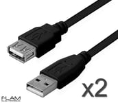 Lot 2x Cable rallonge USB 2.0 Male Femelle (female) 65cm USB 2.0 Extension Cable