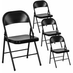 Eggree - Lot de 4 Chaises pliantes noires en métal Style Industriel