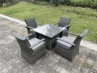 Rattan Garden Furniture Dining Set Table And Chairs PE Wicker Patio Outdoor 4 Chairs Plus Square Table