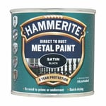 Hammerite Direct To Rust Satin Black Quick Drying Metal Paint 250ml