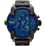 Diesel DZ7257 Bad Ass Chronograph Blue Dial Black Leather Mens Watch - One Size