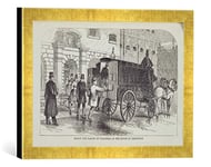 'Image encadrée de English School "Prison Van Taking Up Prisonniers at the House of Detention, from' The Criminal Prisons of London and Scene of Prison Life 'by Hen, d'art dans le cadre de haute qualité Photos fait main, 40 x 30 cm, Doré Raya