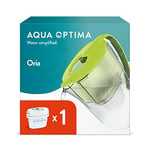 Aqua Optima Oria Carafe Filtrante et 1 Cartouches Filtrantes Evolve+ 30 Jours, Capacité 2,8 litres, Pour la Réduction des Microplastiques, du Chlore, du Calcaire et des Impuretés, Vert