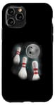 Coque pour iPhone 11 Pro Three Candlepin Moon | 3 quilles de bowling bizarres et drôles