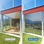 Dimexact - Film Miroir Fenêtre sans Tain Anti Regard et Chaleur, pour Vitre Supérieure à 1,2 m², Argent Clair, Transmission de Lumière de 43%, de l :