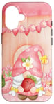 Coque pour iPhone 16 Gnome aux fraises, panier de fruits, champignons et fleurs