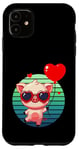 Coque pour iPhone 11 Saint Valentin Porcinet Cœur Amoureux Amour Ballon Mignon