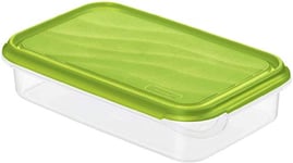 Rotho Rondo Kitchen Box Square Flat with 1 Litre, Plastic (PP) BPA-free, Apple Green/Transparent, One Size