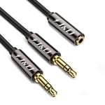 J&D 3.5 mm to 2 X 3.5 mm Cable, Gold Plated Copper Shell 1/8 inch TRS Female to 2 X 1/8 inch TRS Male Y Splitter Stereo Audio Adapter Cable Only Suitable for Switching, 3.3 Feet