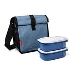 Tatay Sac Isotherme Repas, Capacité 4,2 L, Avec 2 Boîtes Hermetiques en Plastique 0,5 L Sans BPA, Denim Blue. Mesure 22 x 11 x 22,5 cm